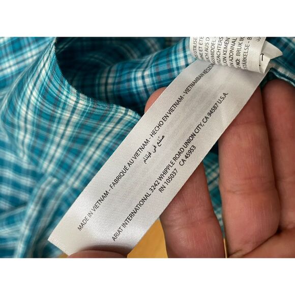 Ariat Men's L Blue Shirt Cotton Button-Down Cowboy Ranch Casual Western - Picture 7 of 13